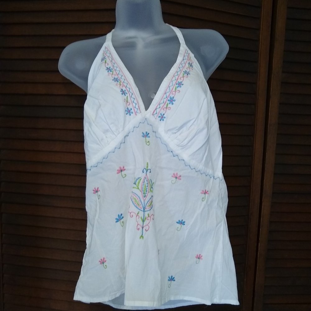 White Summer Halter Top L